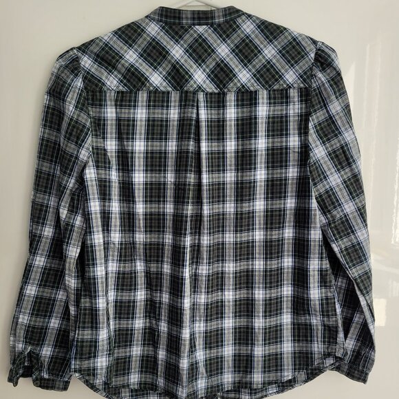 J Crew Embellished Button-Up Shirt in Forest Tartan Glen Plaid Size Petite S - Picture 3 of 7